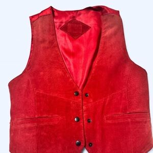 Red Suede Vest with Satin Lining